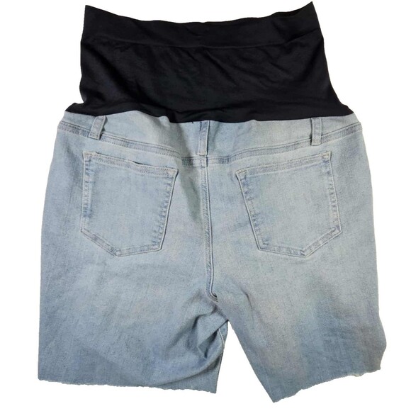 Sonoma Maternity Bermuda Jean Shorts Size 18 Light Wash Distressed Stretch Panel - Picture 2 of 10
